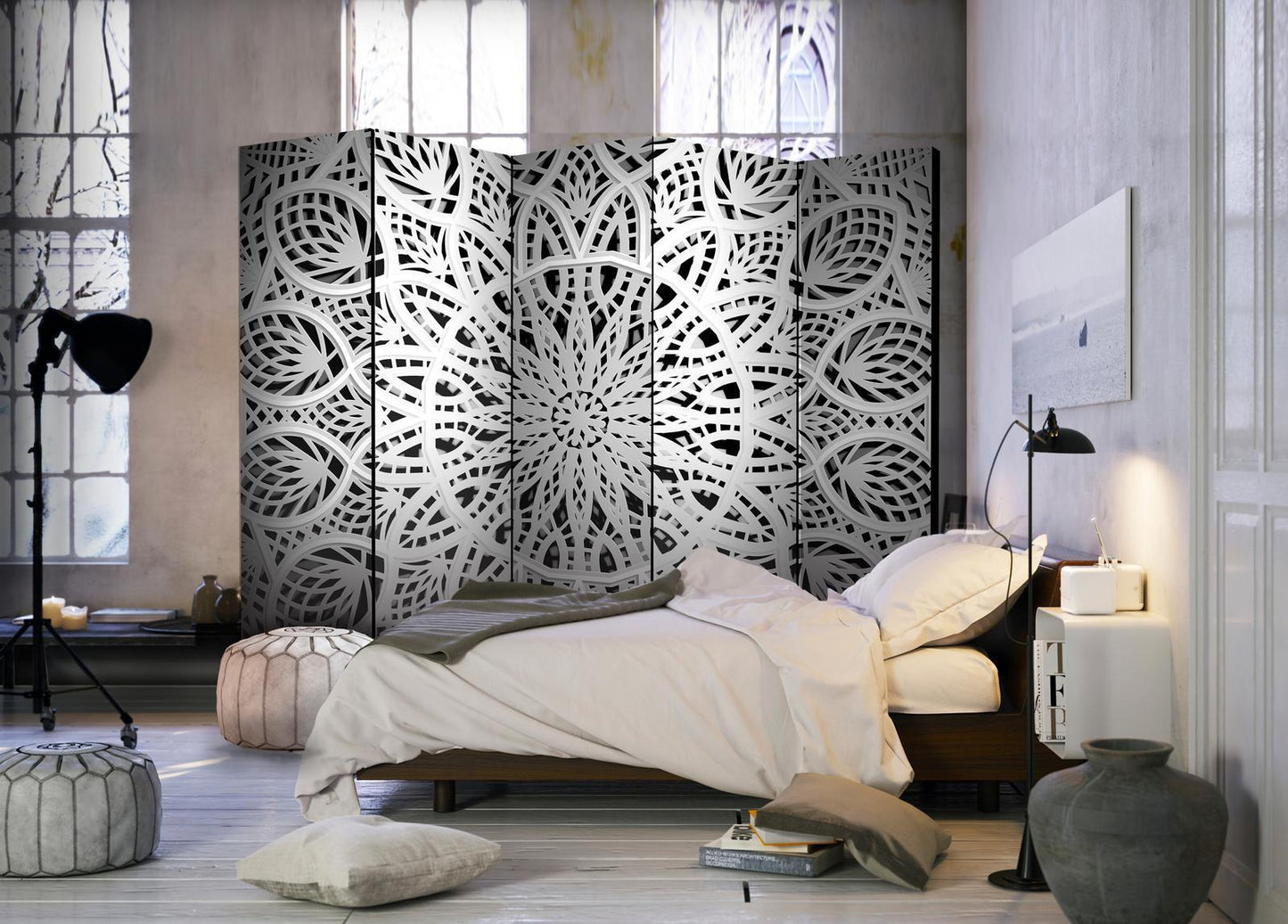 Paravent - White Mandala II Artgeist