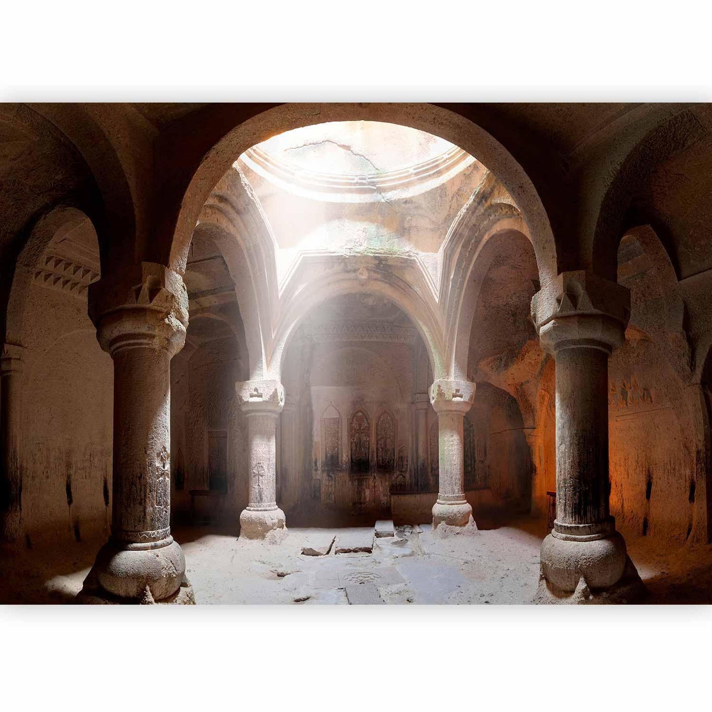 Fototapete Tempel – Mystischer Blick auf alte Architektur