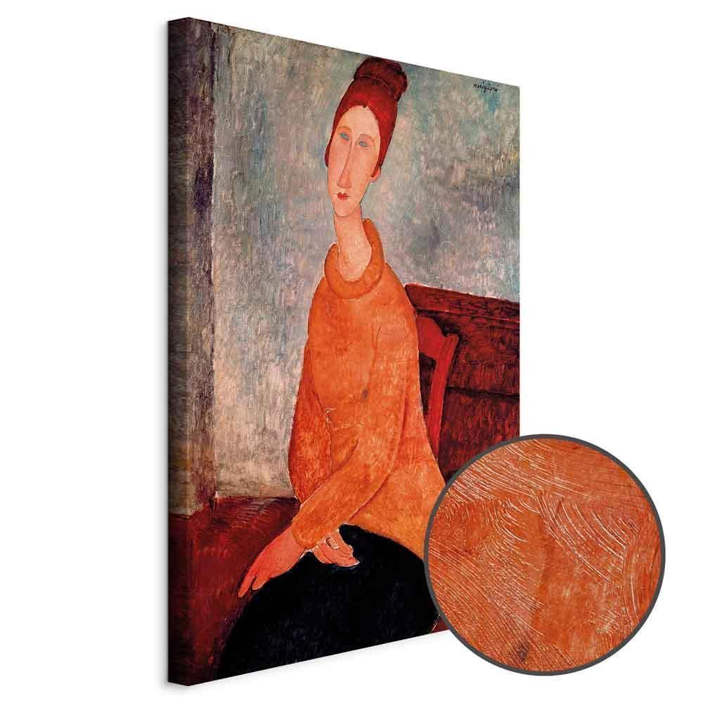 Leinwandbild - Amedeo Modigliani – Jeanne Hebuterne in a Yellow Sweater