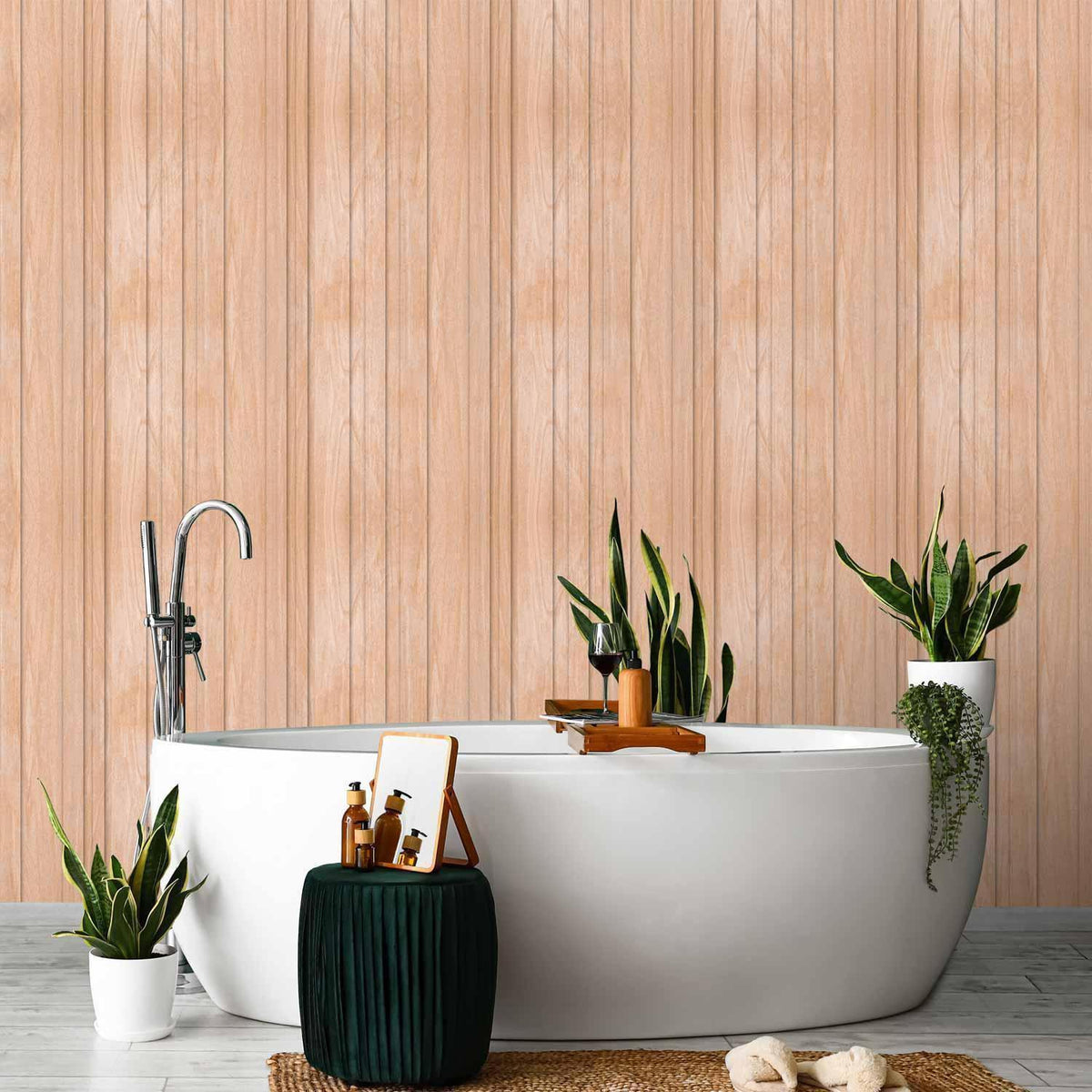 Tapete - Light Wood - Vertical panels in a warm beige shade