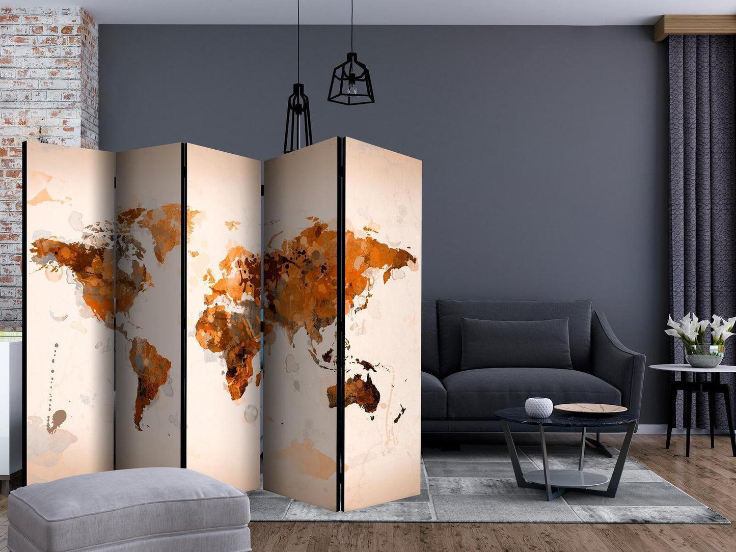 Paravent - World in brown shades II Artgeist