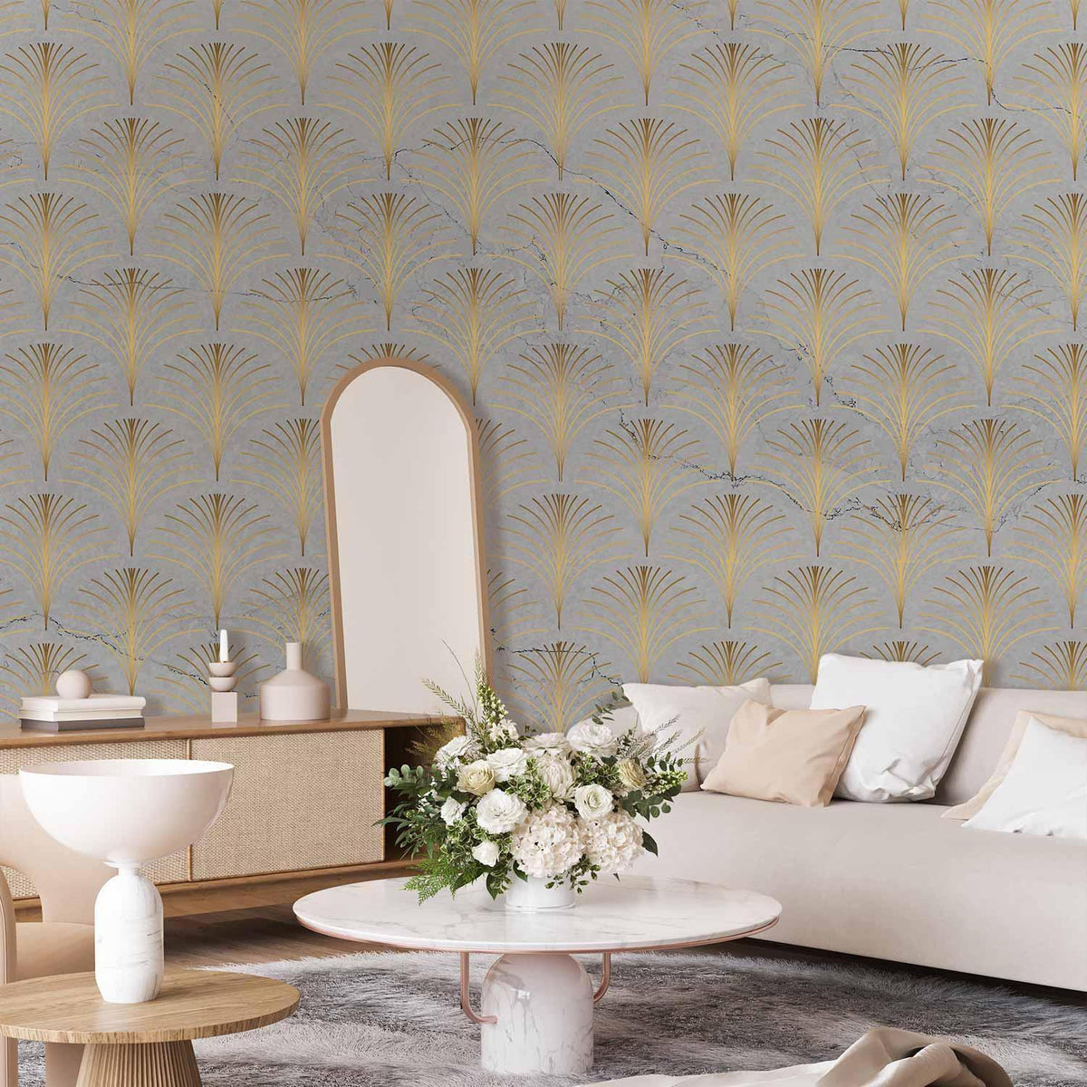 Fototapete - Linear Pattern With Gold