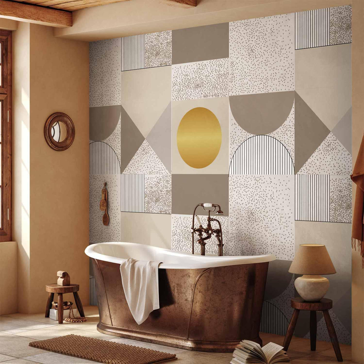 Fototapete - Beige and Gold Geometric Pattern