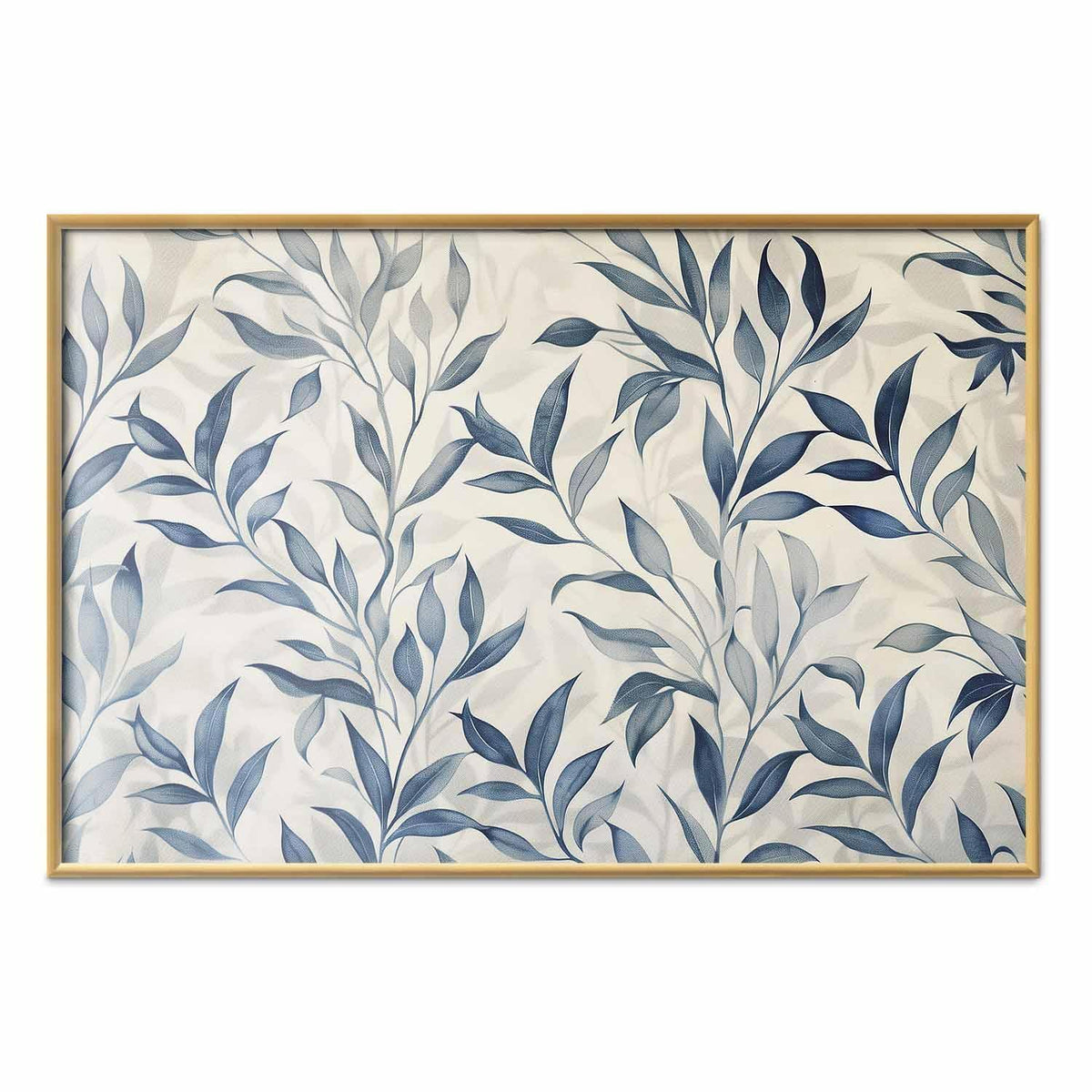 Poster - Delicate Botanical Motif with Blue Leaves