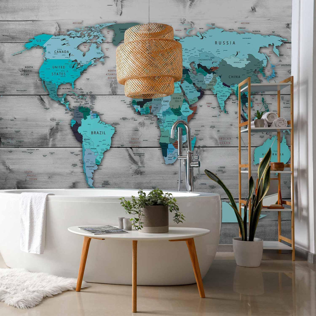 Fototapete - World Map: Blue Continents