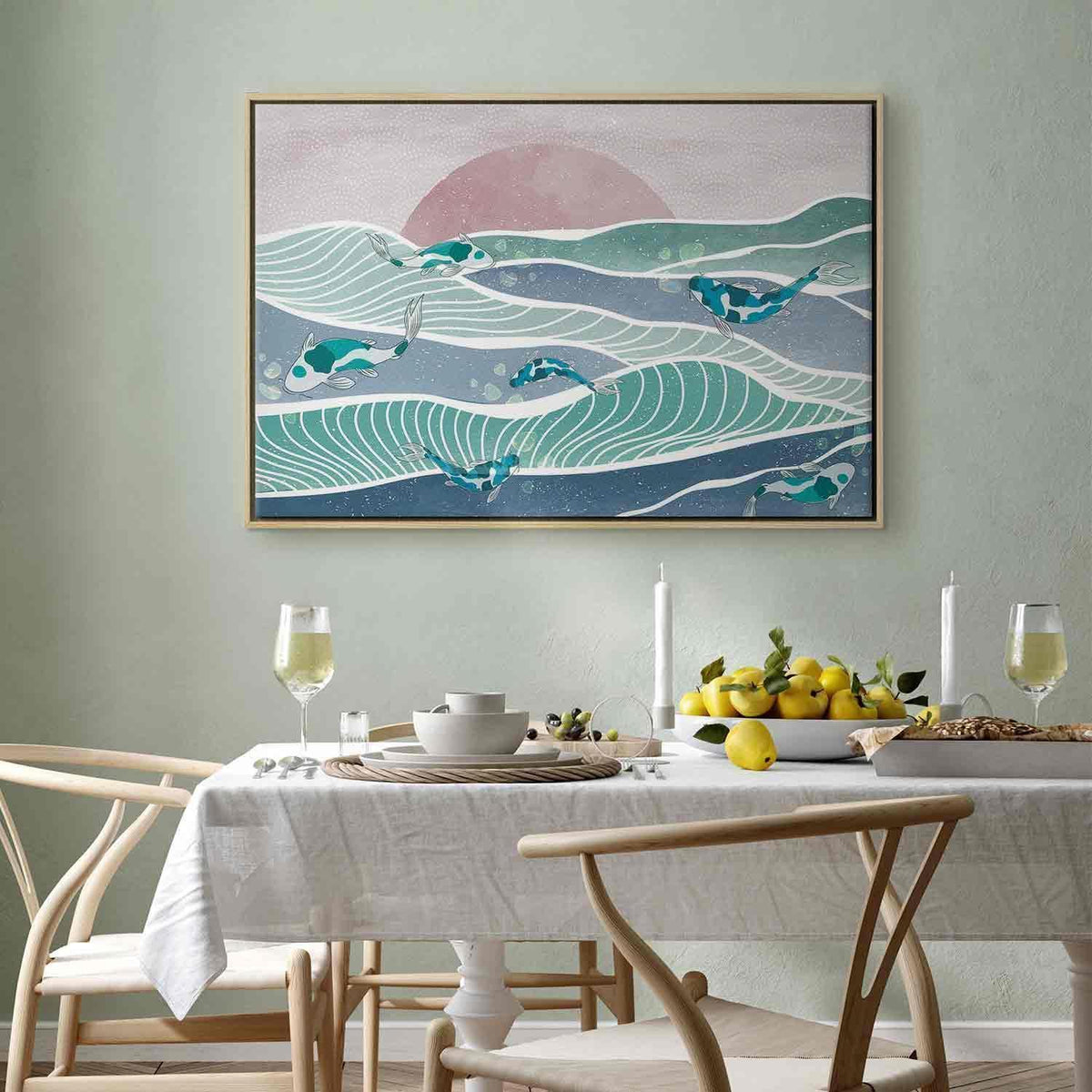 Leinwandbild - Fish on the waves