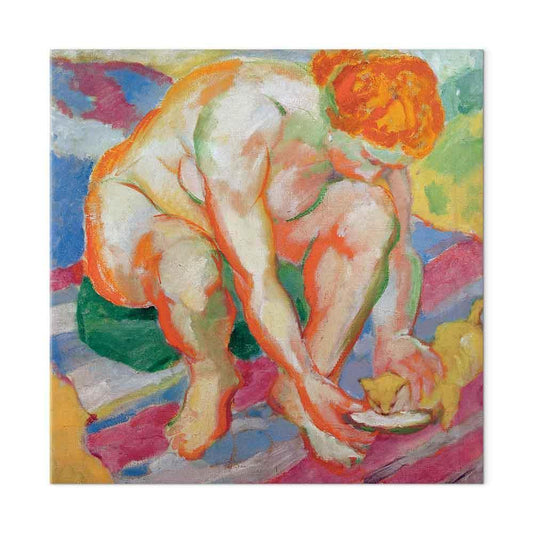 Leinwandbild - Franz Marc – Nude with cat