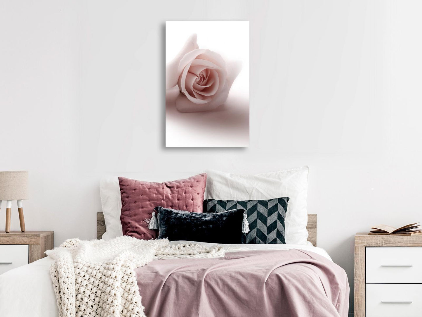 Leinwandbild - Floral Glamour Glow (1-part) - Delicate and Pastel Pink Rose Artgeist