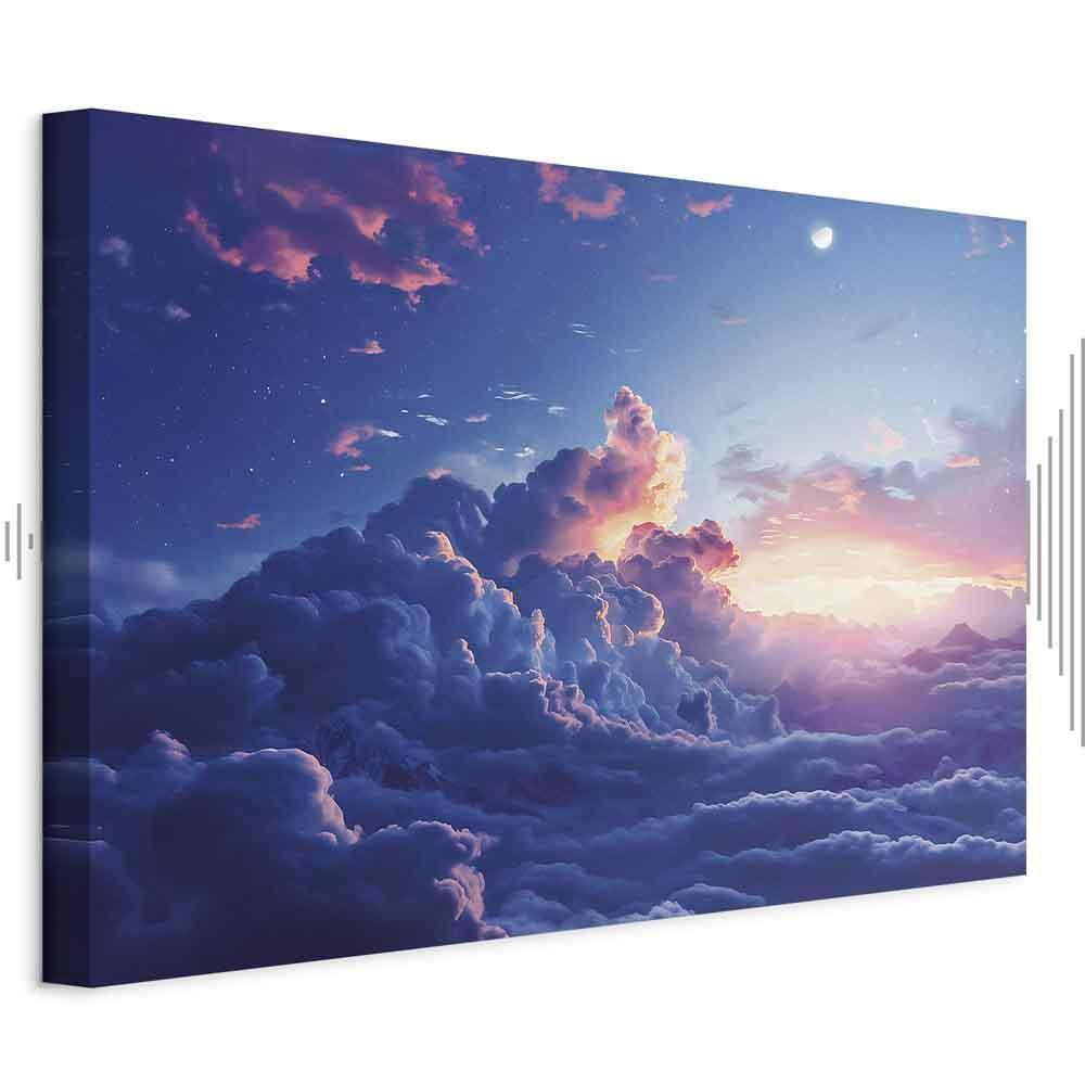 Leinwandbild - Night Concert in the Mountains: Clouds Illuminated by the Last Rays of the Sun