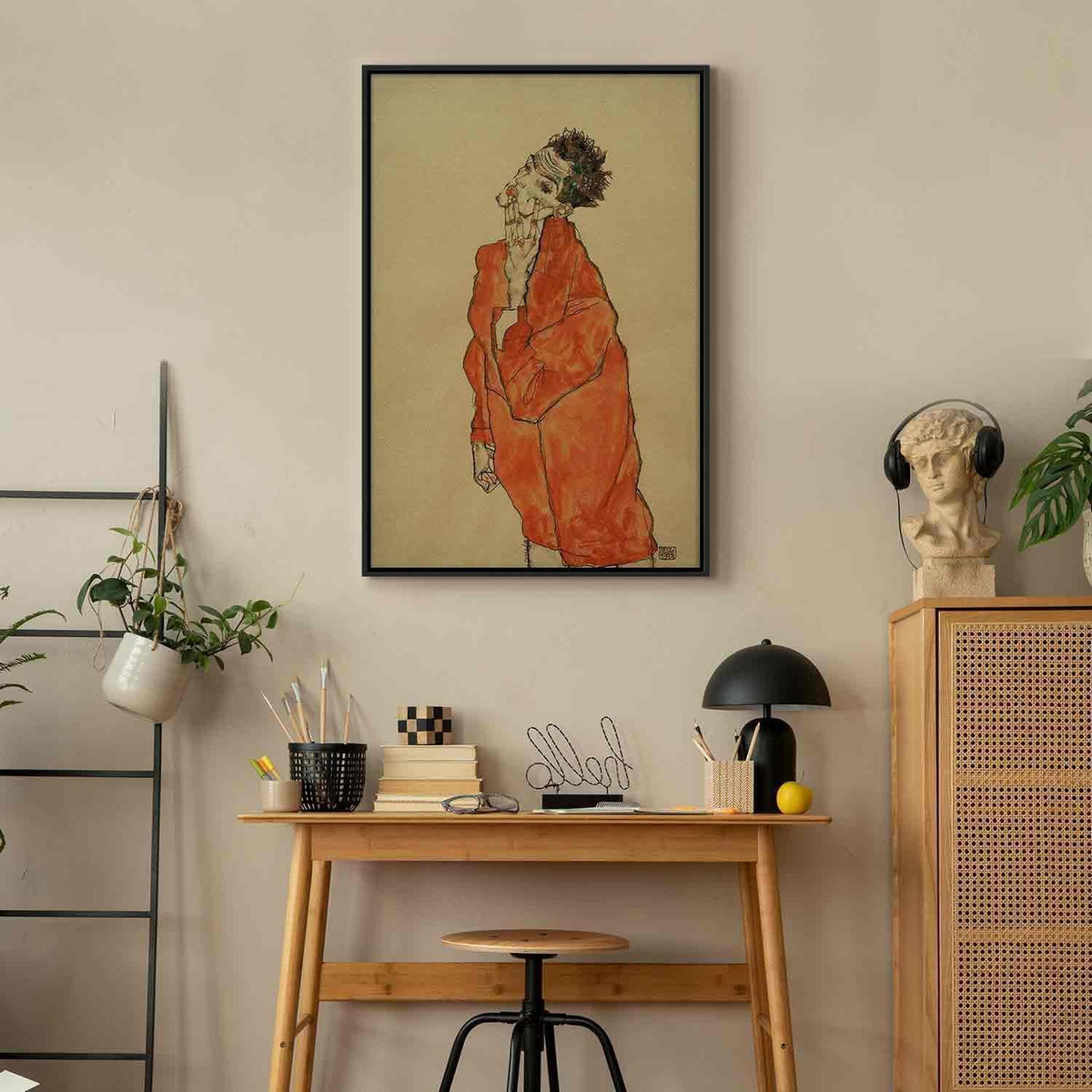 Leinwandbild - Egon Schiele – Self-Portrait (Man in Orange Jacket)