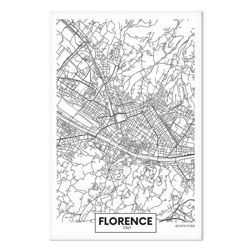 Leinwandbild - Florence Map (1 Part) Vertical