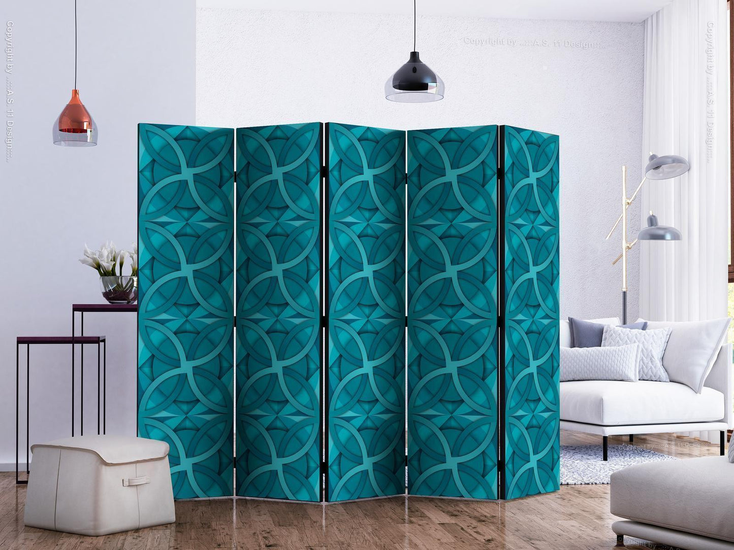Paravent - Geometric Turquoise II Artgeist