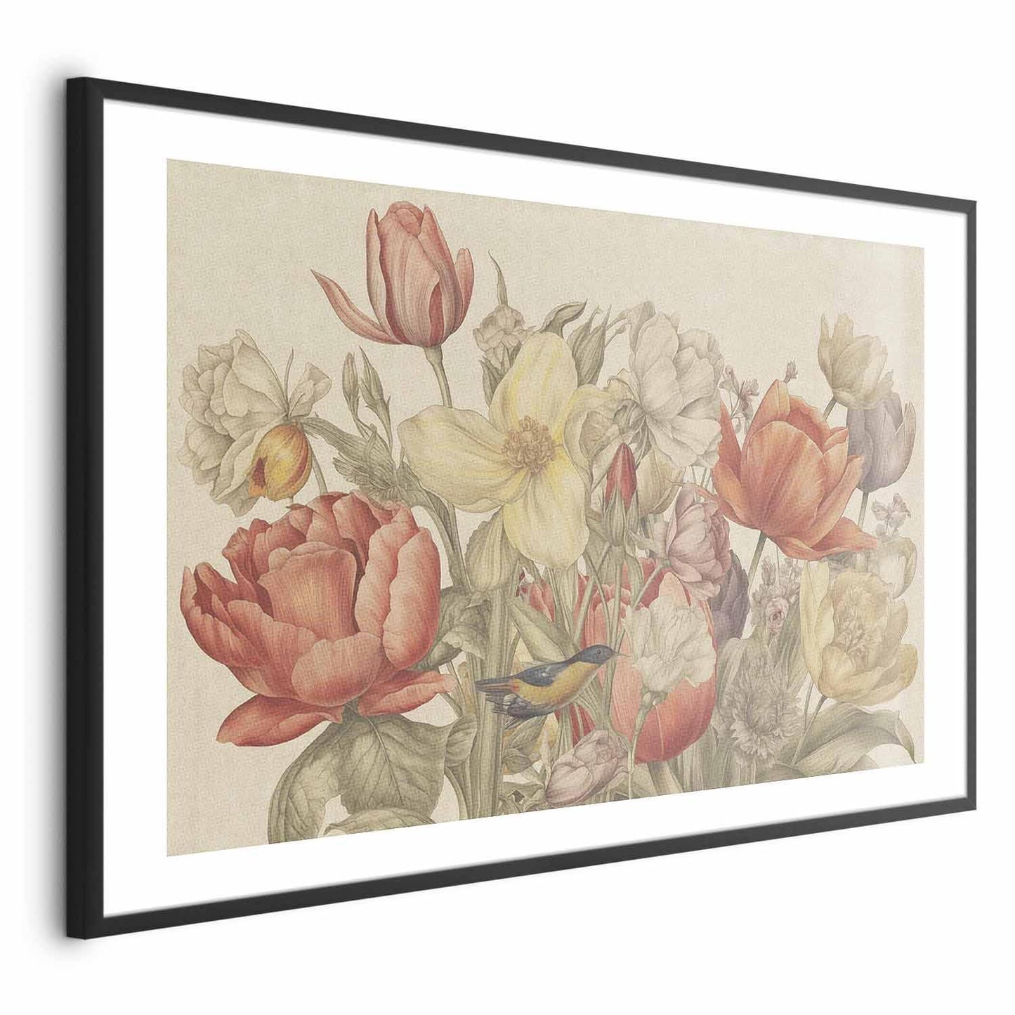Poster - Flower Bouquet on a Cream Background Artgeist