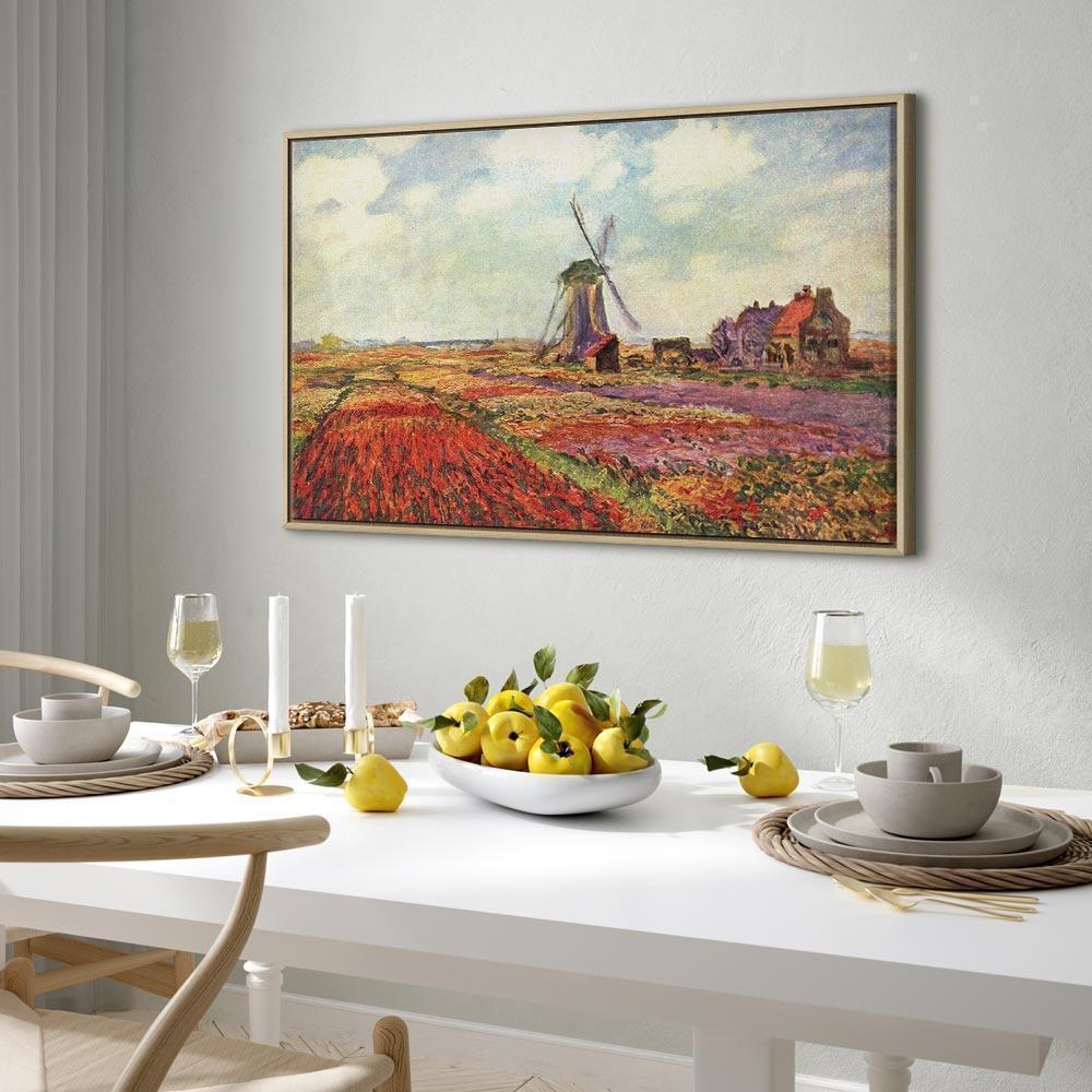 Leinwandbild - Claude Monet – Tulip Fields with Windmill