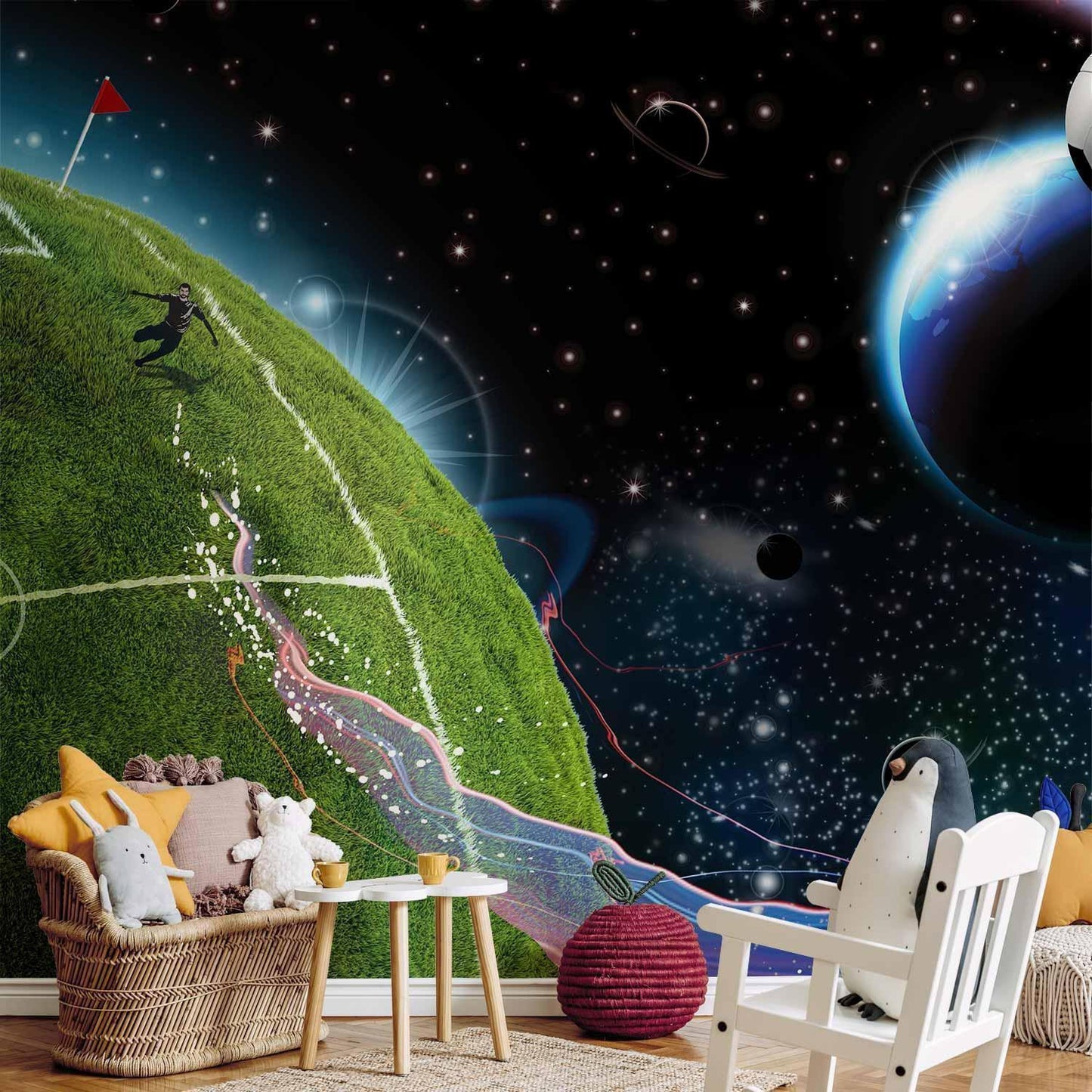 Fototapete Weltraum Match – Kosmisches Design für moderne Räume