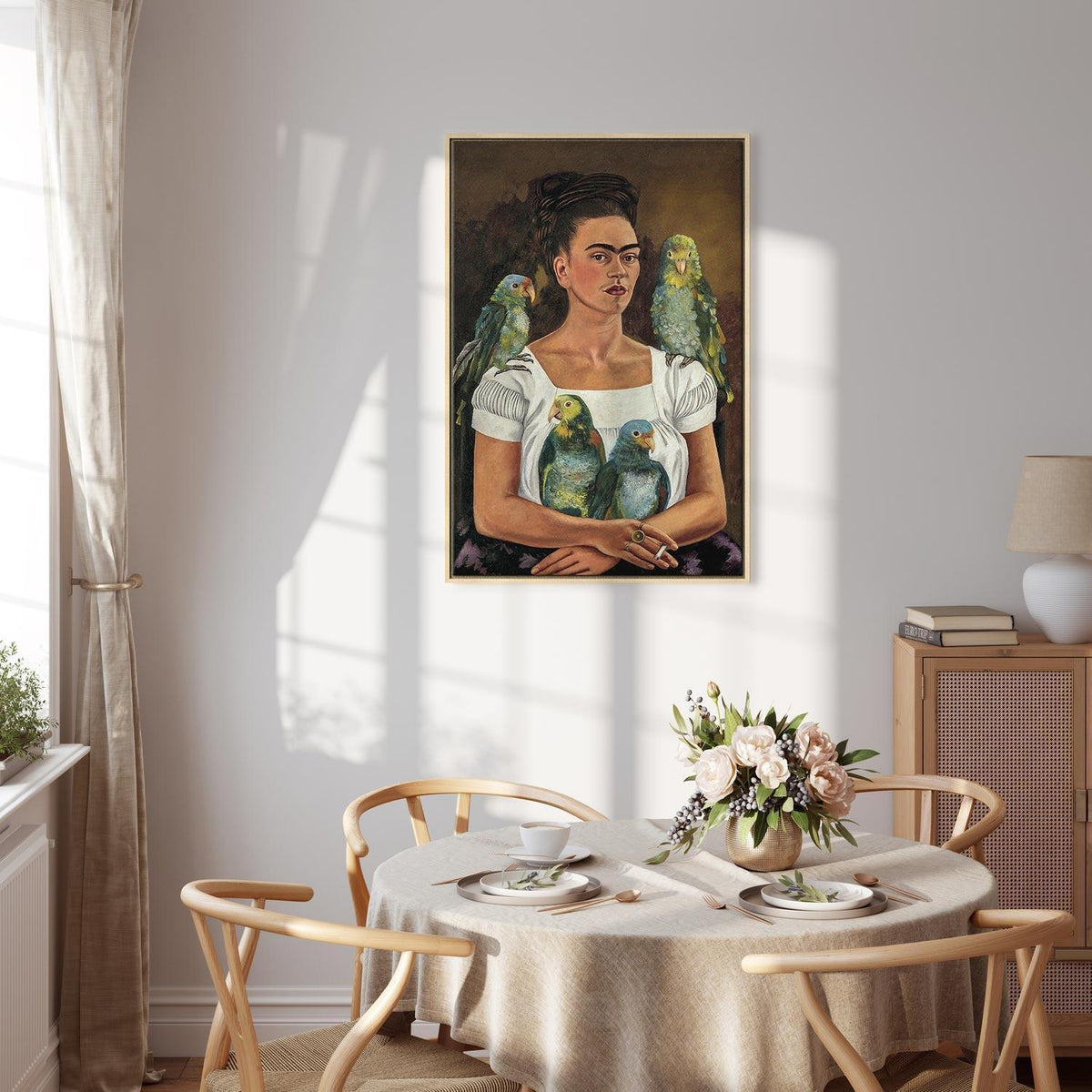 Leinwandbild - Frida Kahlo – Me and My Parrots