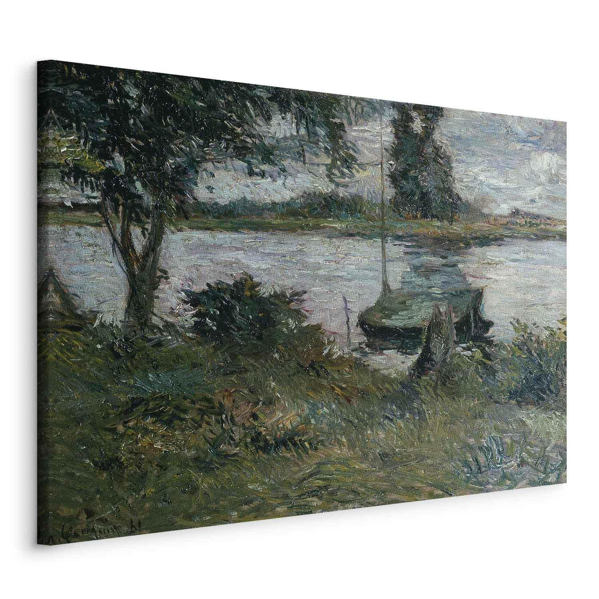 Leinwandbild - Paul Gauguin – Flußufer