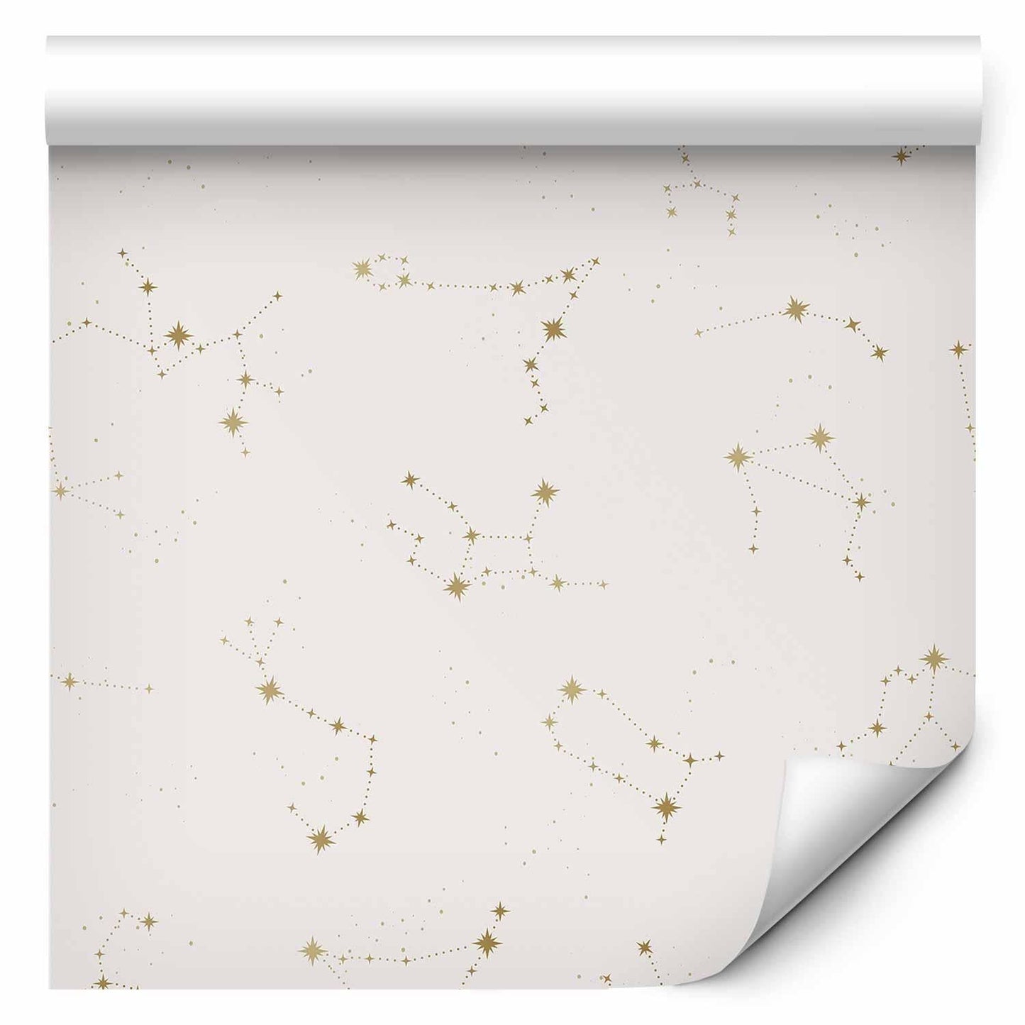 Wandtapete mit Sternbildern in Beige und Gold