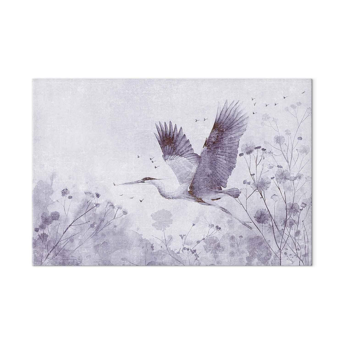 Wandbild XXL - Majestic flight - a crane in flight in monochrome