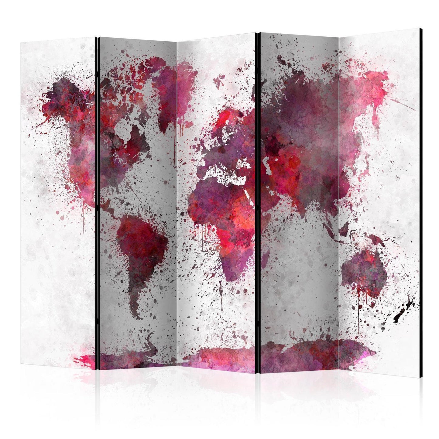 Paravent - World Map: Red Watercolors II Artgeist