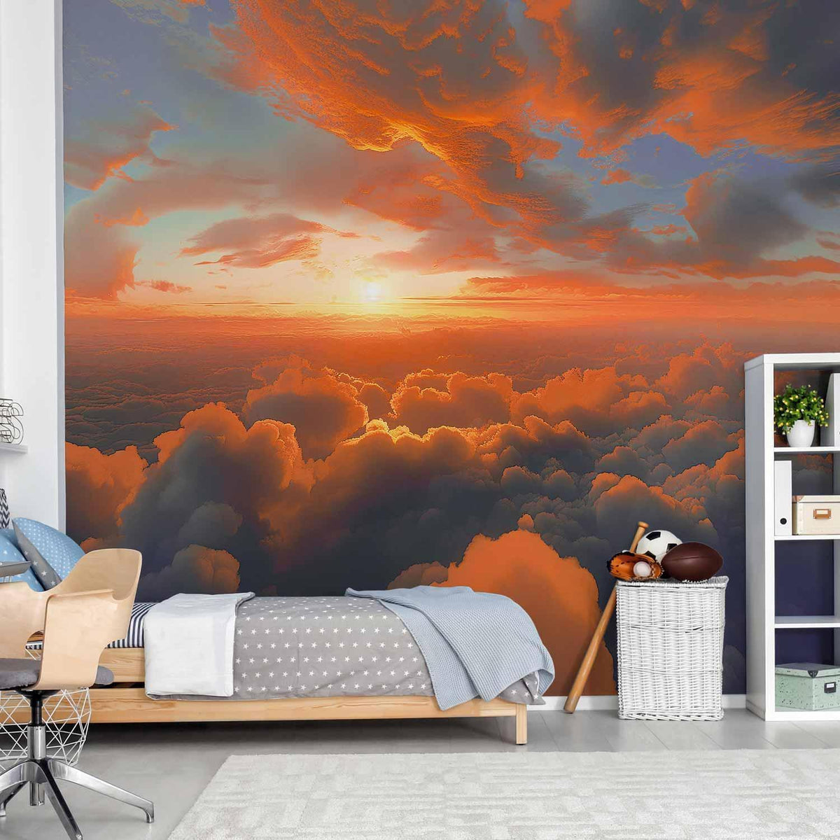 Fototapete - When Dawn Tickles the Clouds: A Spectacle of Colors on the Morning Sky