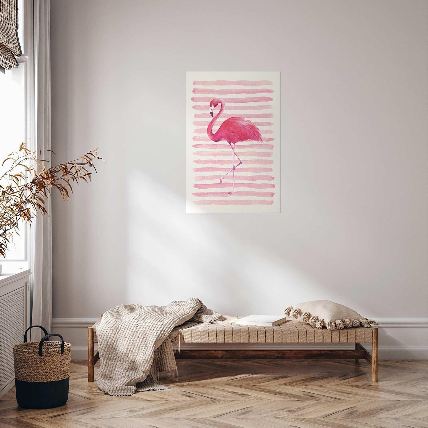Poster - Flamingo and Stripes Artgeist