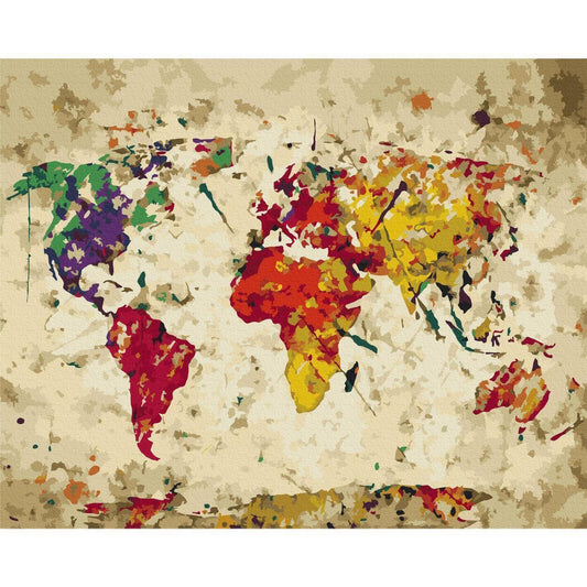 Malen nach Zahlen - World Map (Colour Splashes)