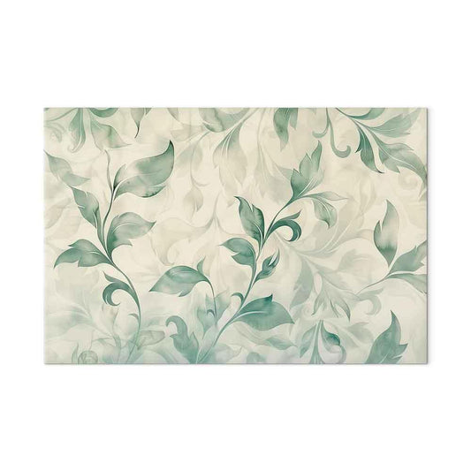 Leinwandbild - Watercolor Botanical Motif Delicate Green-Beige Leaves
