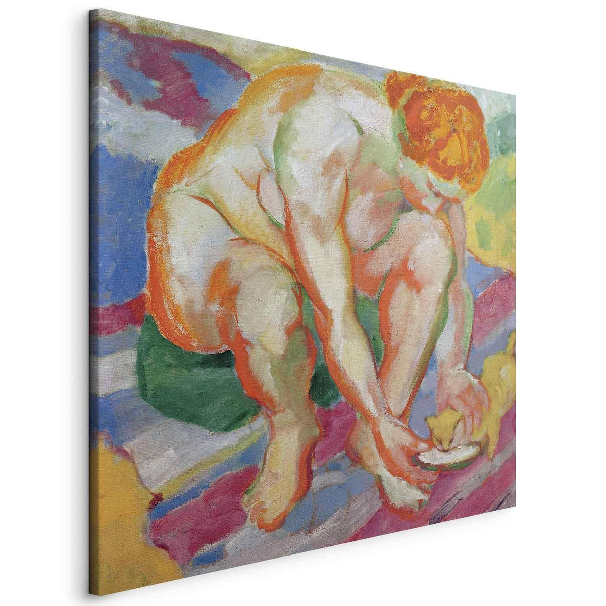 Leinwandbild - Franz Marc – Nude with cat