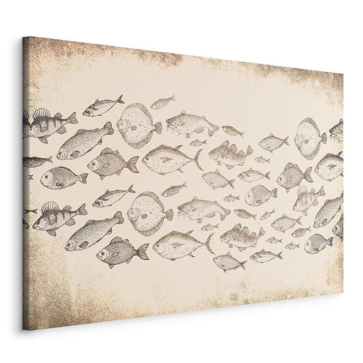 Leinwandbild Fische Japandi-Stil – Minimalistische Wandkunst