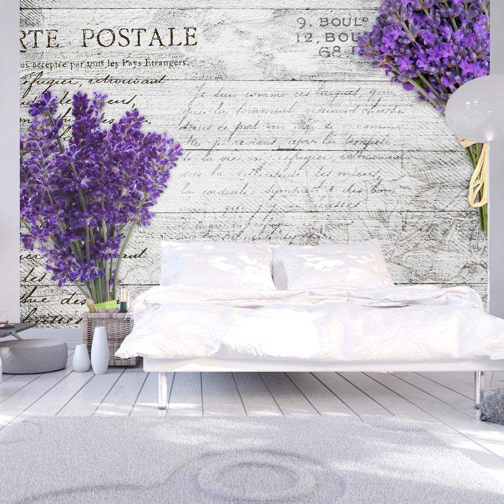 Lavendel-Fototapete mit Vintage-Postkartendesign