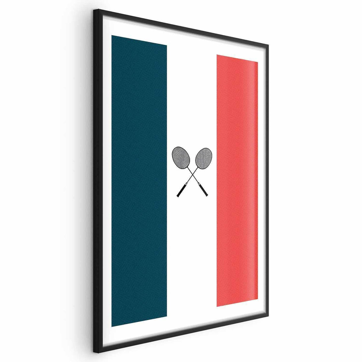 Poster - French Flags and Black Badminton Rackets