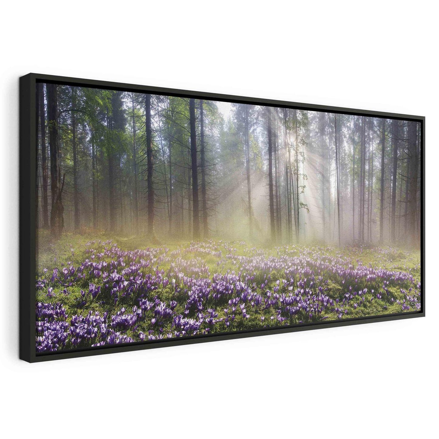 Wandbild Lila Blumenwiese – Stimmungsvolle Wanddeko mit Blumenmotiv