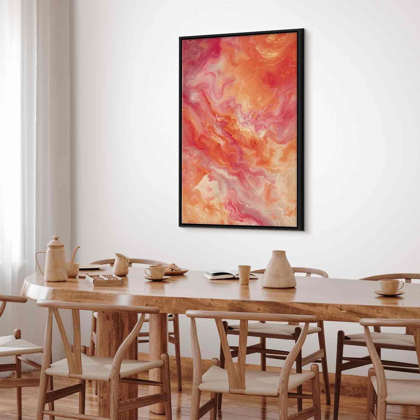 Leinwandbild - Fiery Colors - Dynamic Shapes in Colors of Fire and Pink Artgeist