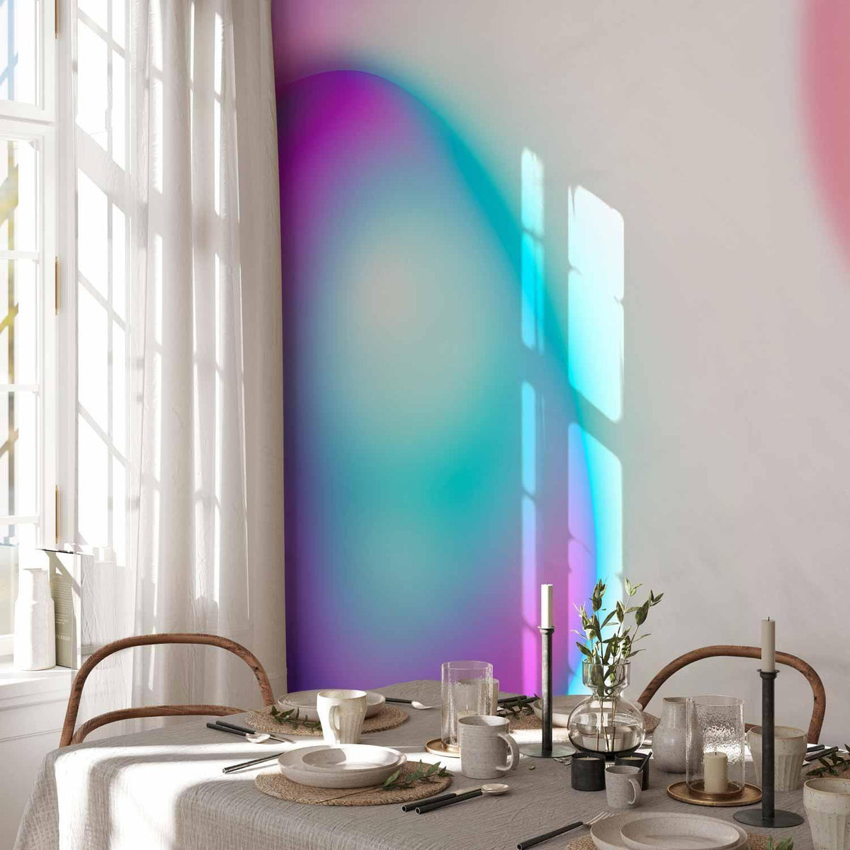 Fototapete - Abstraction - Colorful Glass Pieces - Violet-Blue and Pink