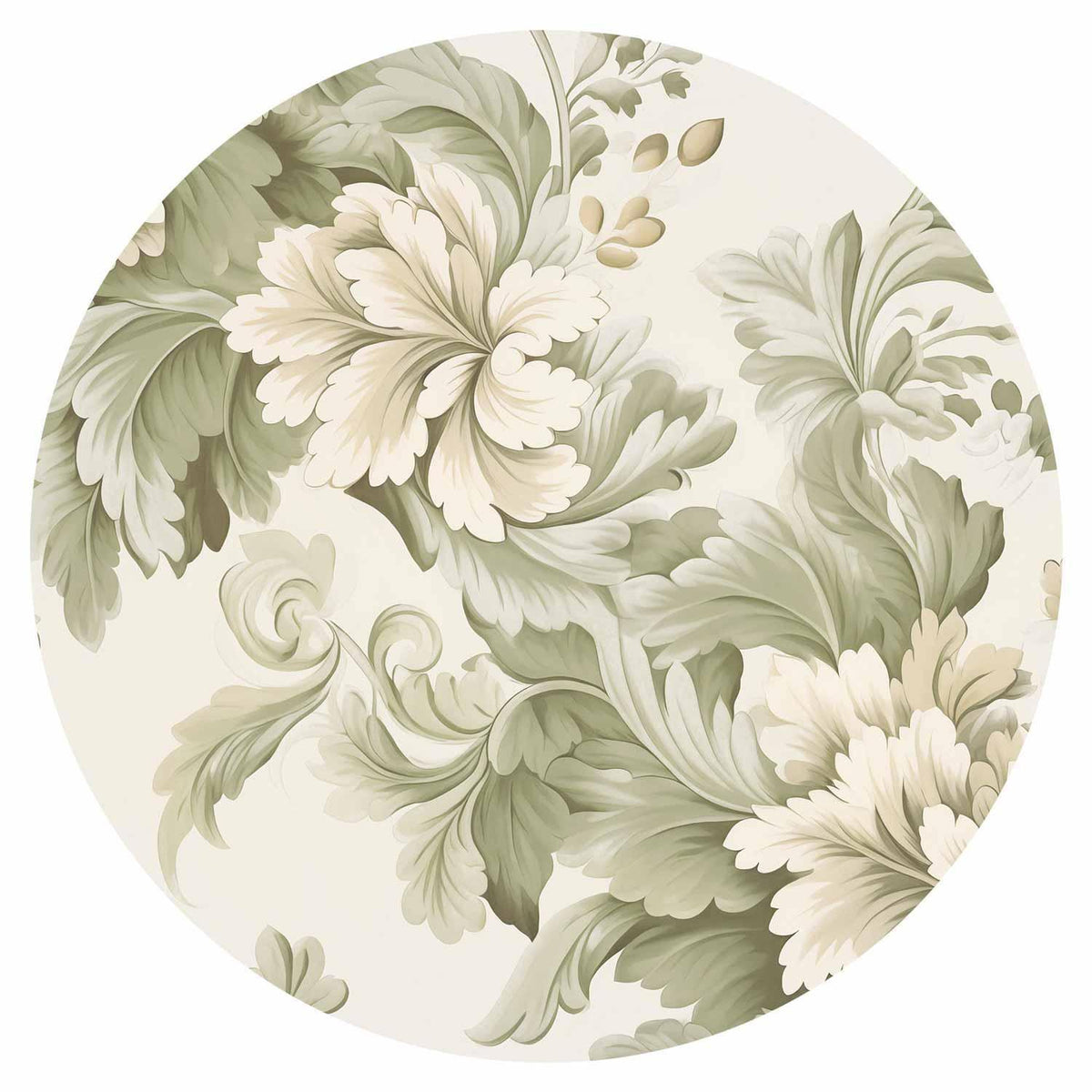 Runde Fototapete Bunte Vintage-Blumen