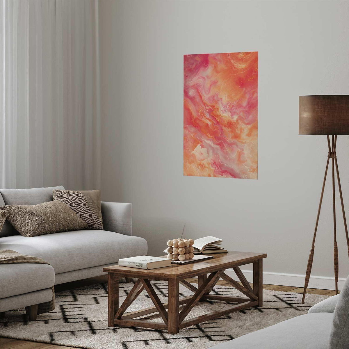 Poster - Fiery Colors - dynamic shapes in fire and pink tones