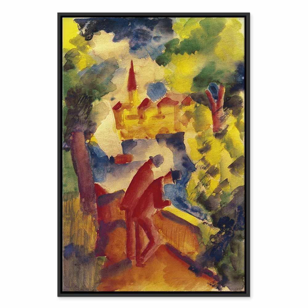 Leinwandbild - August Macke – Men on the Road by the Lake