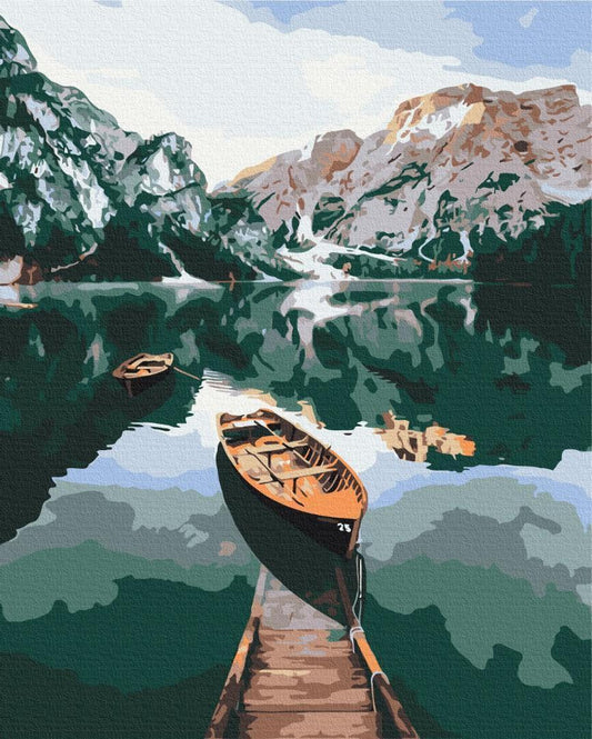 Malen nach Zahlen - Boats in the Dolomites