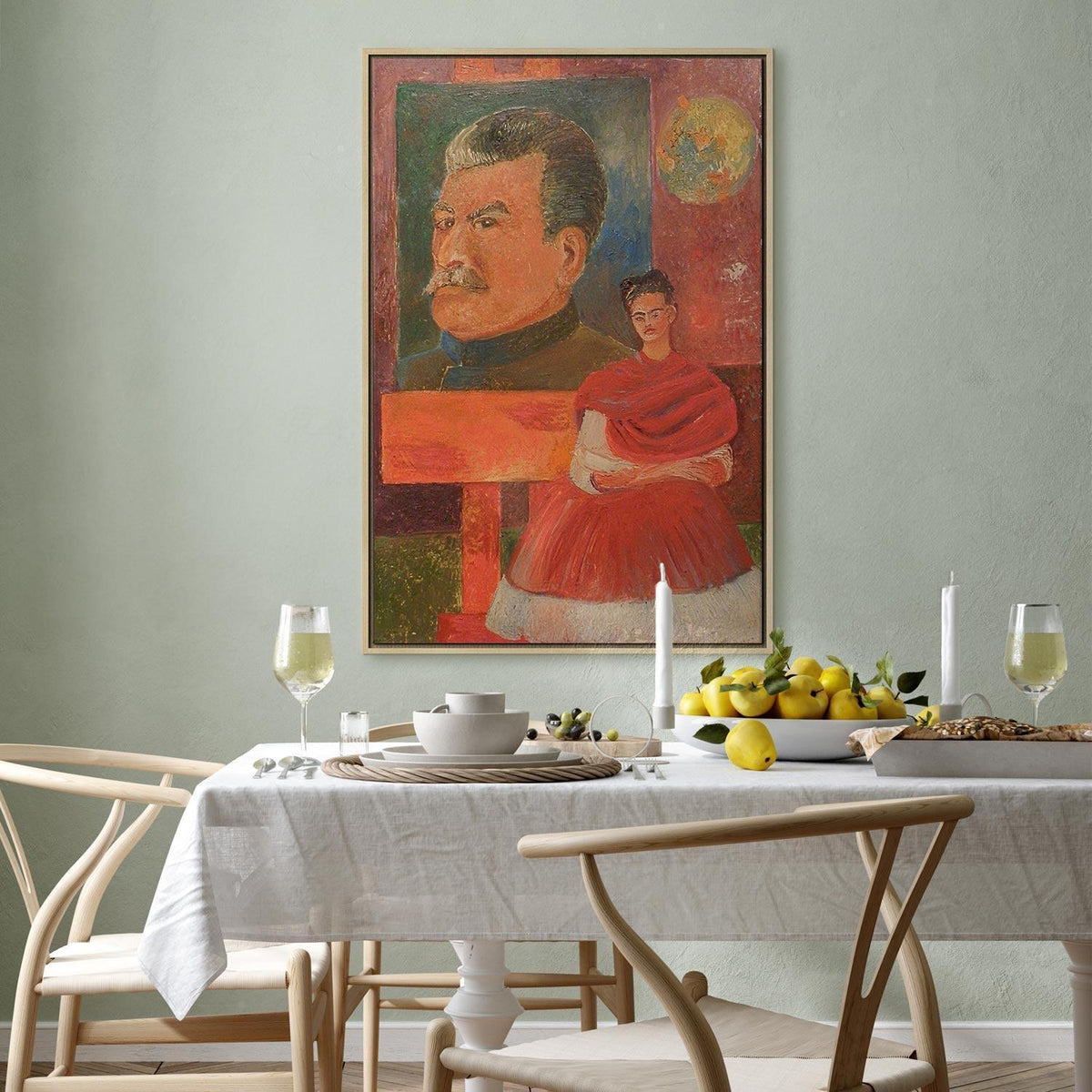 Leinwandbild - Frida Kahlo – Self-Portrait with Stalin