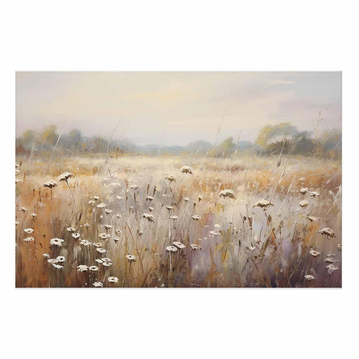 Poster - Impressionist meadow – field landscape in a pastel colour palette