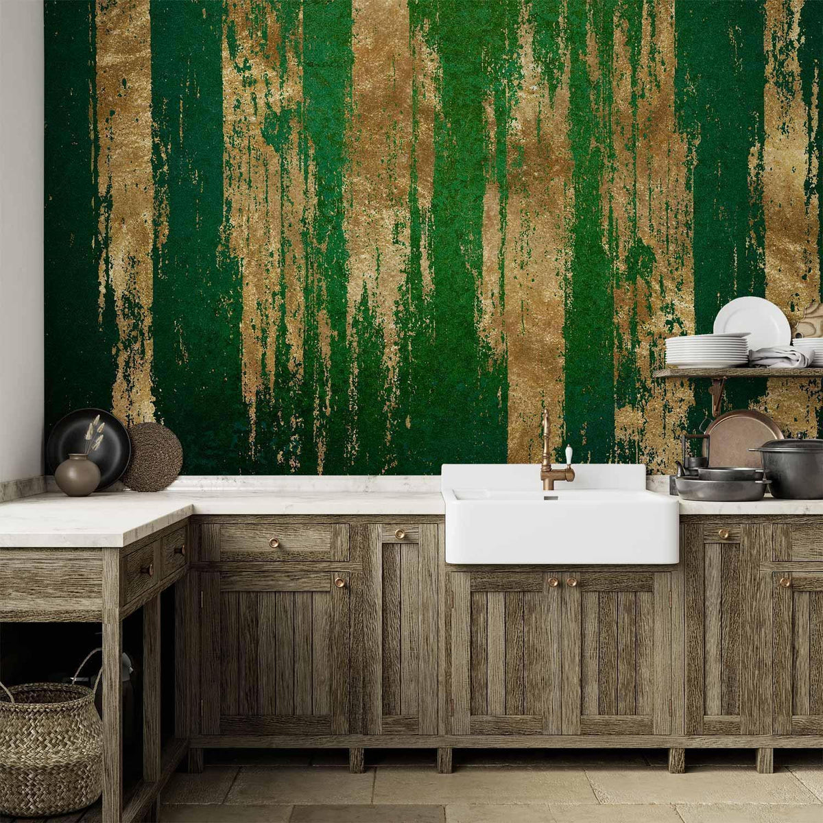 Fototapete - Golden-Green Expression