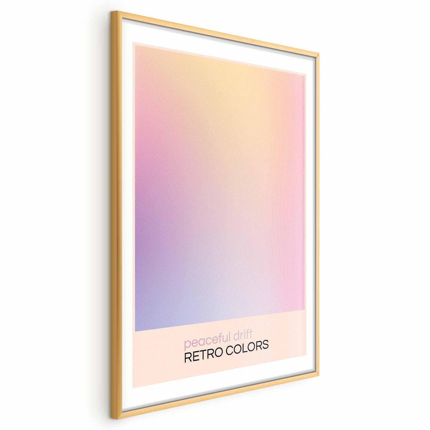 Poster - Peaceful Drift in pastel shades with a gold frame, harmonious and elegant.