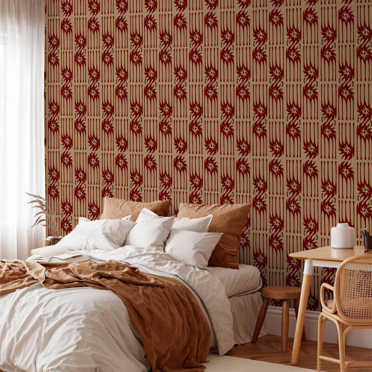 Tapete - Red claws – irregular shapes on a paper background