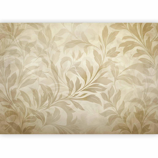 Fototapete - Botanical Motif with Leaves and Vines in Sand Colors