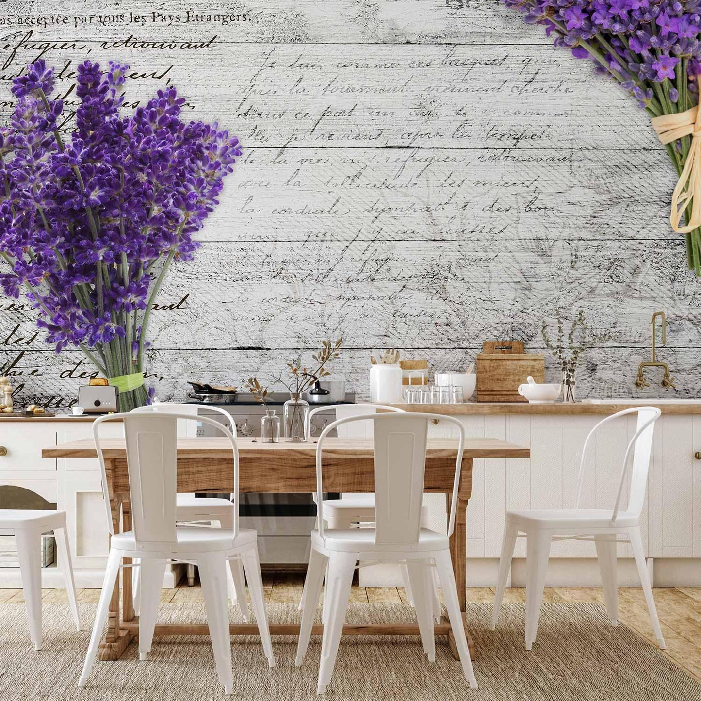 Nostalgische Fototapete in Violett und Beige