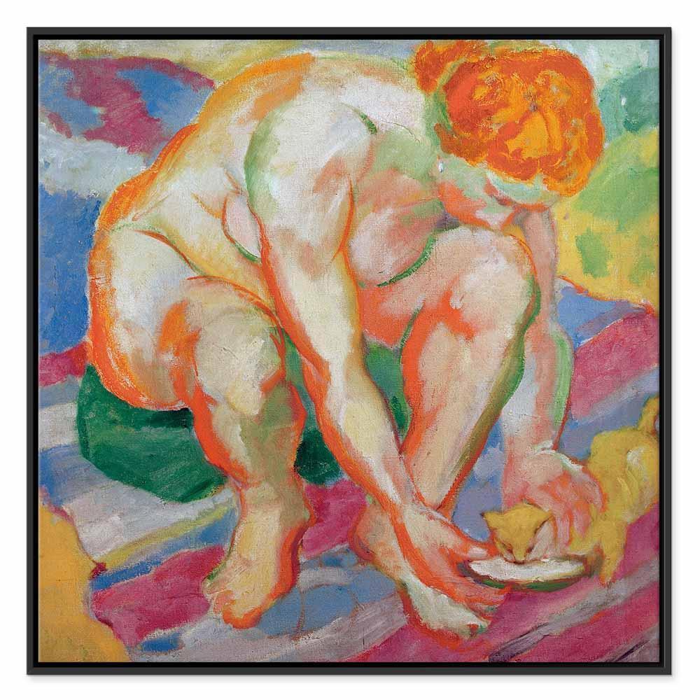Leinwandbild - Franz Marc – Nude with cat