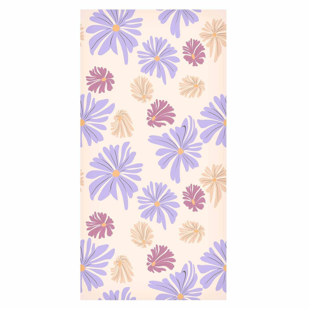 Tapete - Floating Flowers - Tiny - wind-borne flowers in three colors - on a light background