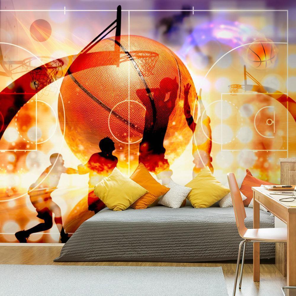 Basketballspieler springt zum Korb – Fototapete