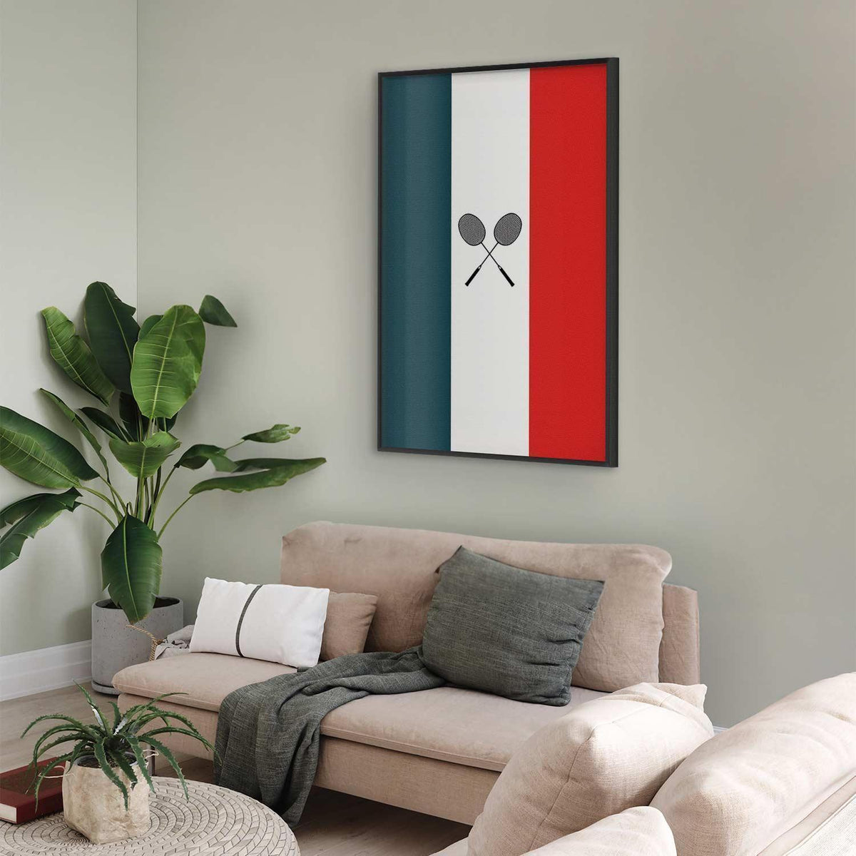Poster - French Flags and Black Badminton Rackets